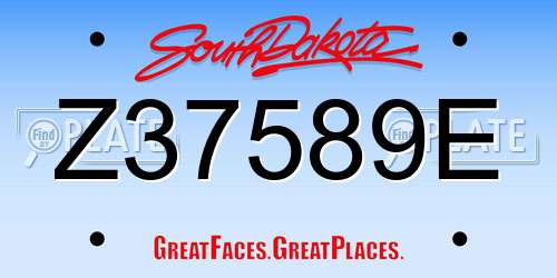 Z37589E South Dakota License Plate