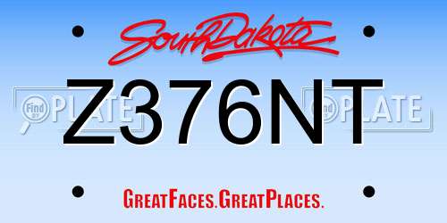 Z376NT South Dakota License Plate