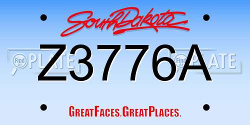 Z3776A South Dakota License Plate
