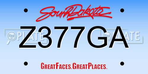 Z377GA South Dakota License Plate