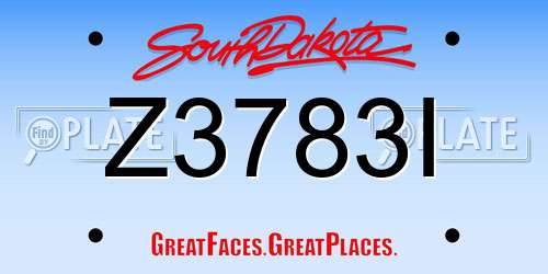 Z3783I South Dakota License Plate