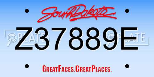 Z37889E South Dakota License Plate