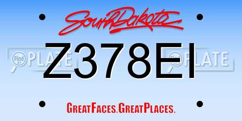 Z378EI South Dakota License Plate