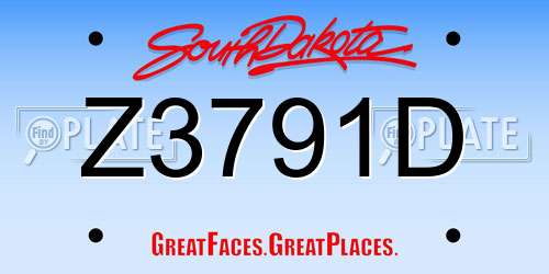 Z3791D South Dakota License Plate