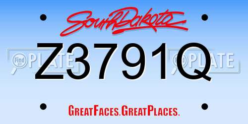 Z3791Q South Dakota License Plate