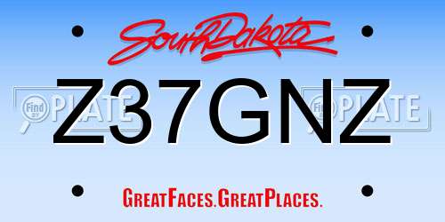 Z37GNZ South Dakota License Plate