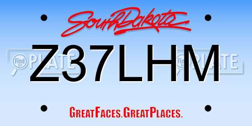 Z37LHM South Dakota License Plate