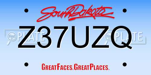 Z37UZQ South Dakota License Plate