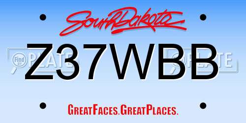 Z37WBB South Dakota License Plate