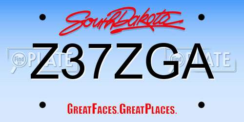 Z37ZGA South Dakota License Plate