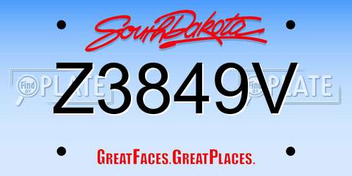 Z3849V South Dakota License Plate