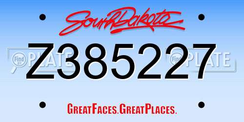 Z385227 South Dakota License Plate