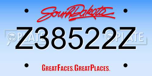 Z38522Z South Dakota License Plate