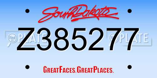 Z385277 South Dakota License Plate