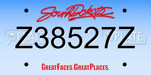 Z38527Z South Dakota License Plate