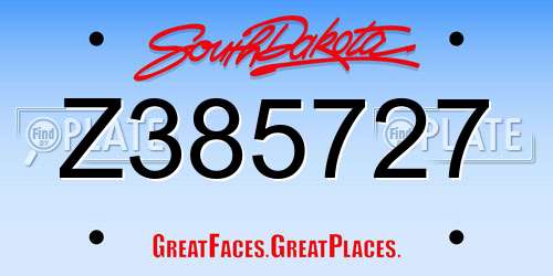 Z385727 South Dakota License Plate