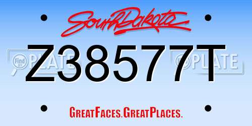 Z38577T South Dakota License Plate