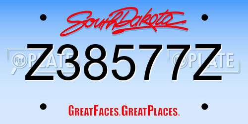 Z38577Z South Dakota License Plate