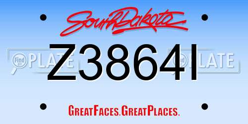 Z3864I South Dakota License Plate