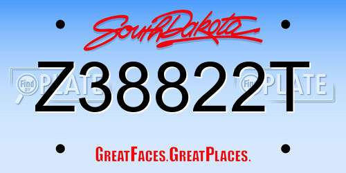 Z38822T South Dakota License Plate