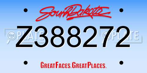 Z388272 South Dakota License Plate