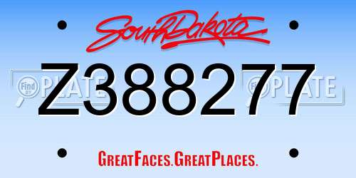 Z388277 South Dakota License Plate