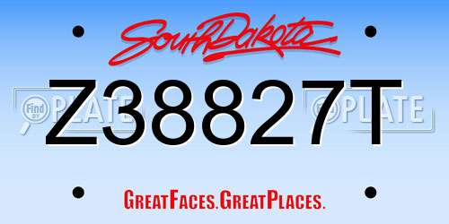 Z38827T South Dakota License Plate