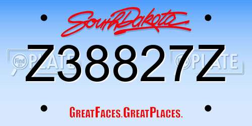 Z38827Z South Dakota License Plate