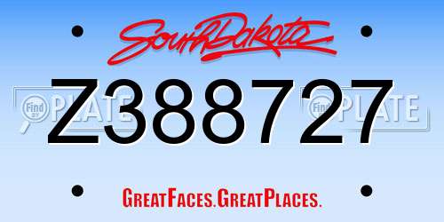 Z388727 South Dakota License Plate