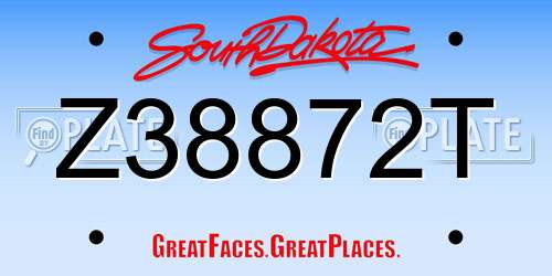 Z38872T South Dakota License Plate