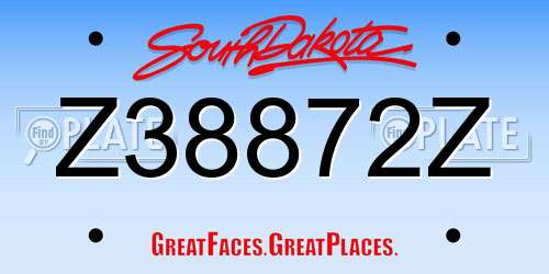 Z38872Z South Dakota License Plate