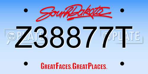 Z38877T South Dakota License Plate