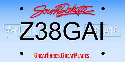Z38GAI South Dakota License Plate