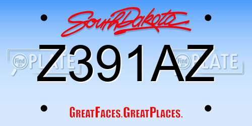 Z391AZ South Dakota License Plate