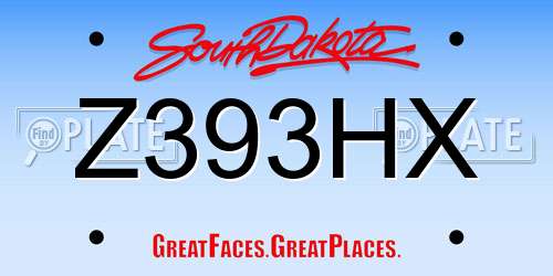 Z393HX South Dakota License Plate