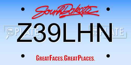 Z39LHN South Dakota License Plate