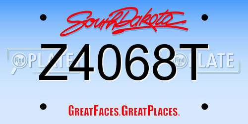 Z4068T South Dakota License Plate