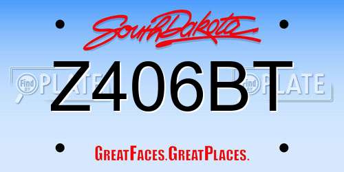 Z406BT South Dakota License Plate