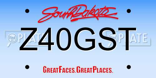 Z40GST South Dakota License Plate