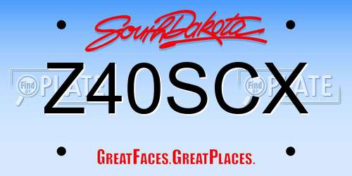 Z40SCX South Dakota License Plate