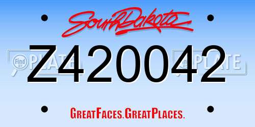 Z420042 South Dakota License Plate