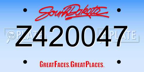 Z420047 South Dakota License Plate