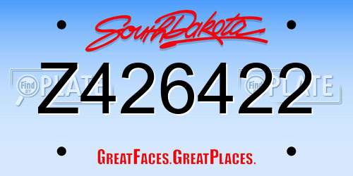 Z426422 South Dakota License Plate