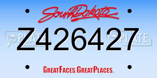 Z426427 South Dakota License Plate