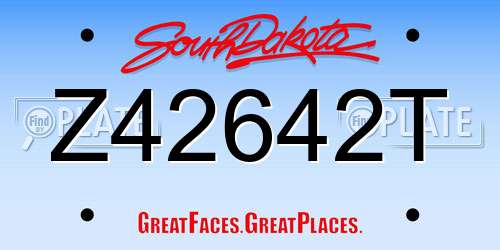 Z42642T South Dakota License Plate