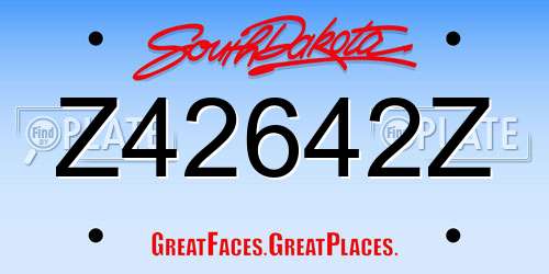 Z42642Z South Dakota License Plate