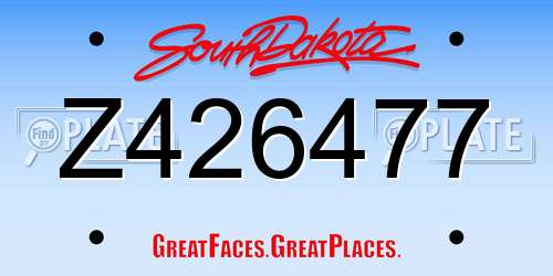 Z426477 South Dakota License Plate