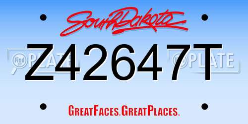 Z42647T South Dakota License Plate