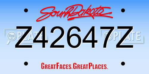 Z42647Z South Dakota License Plate