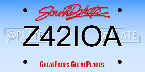 Z42IOA South Dakota License Plate
